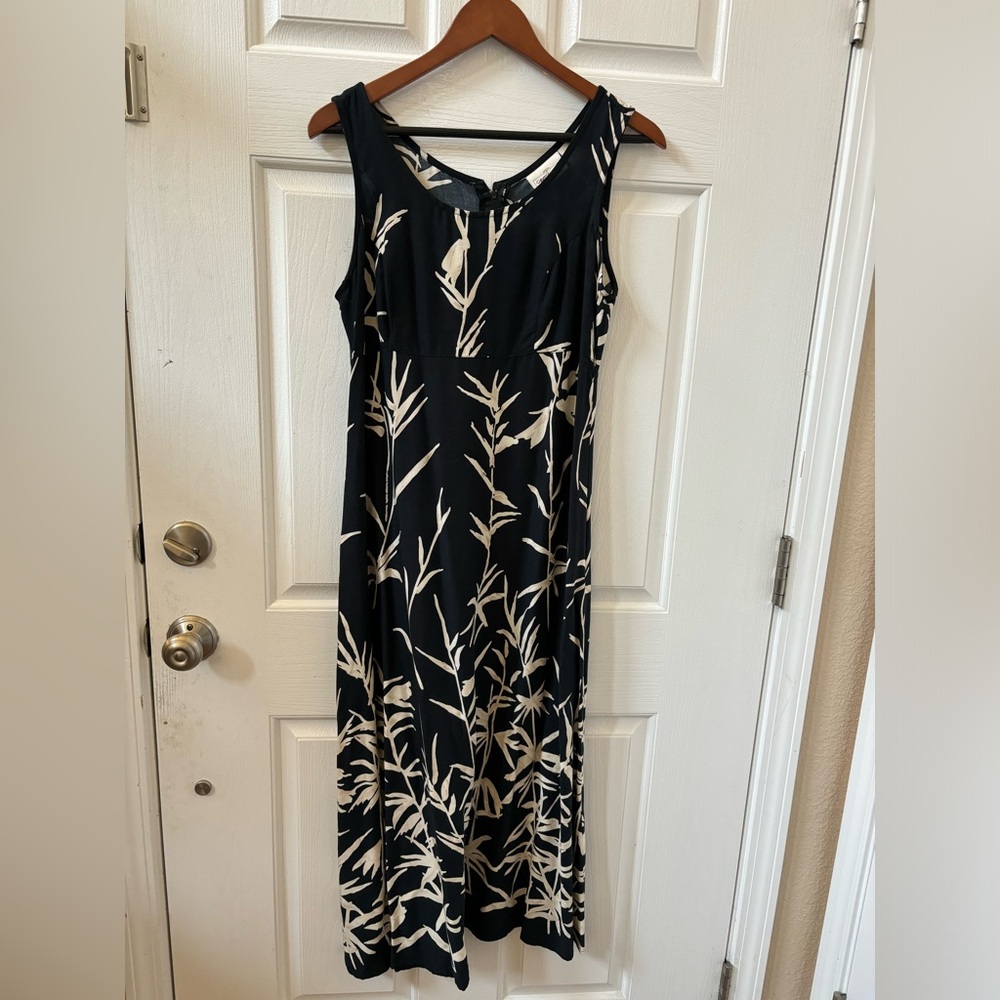 Vintage Worthington Black Tan Sleeveless Floral Maxi Dress Size P10